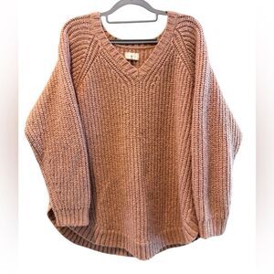 Lou & Grey Chunky Knit Sweater Rounded‎ Hemline Pink Size Medium